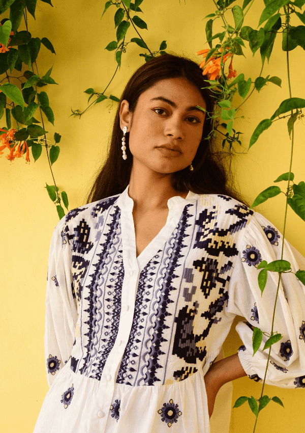 Embroidered blouse - Azure and Indigo 