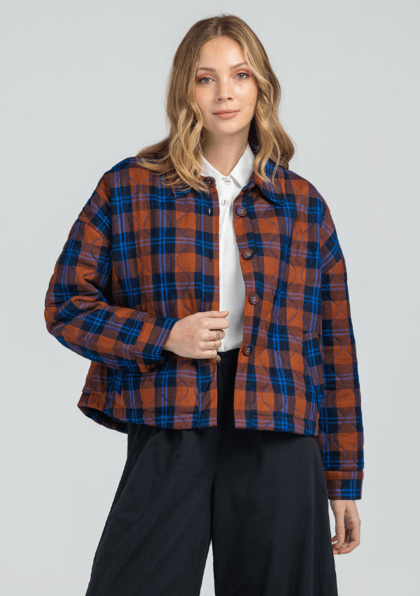 Padded short jacket in check - Boom Shankar