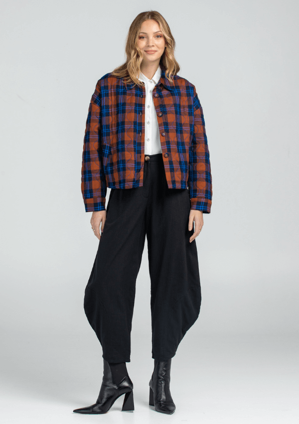 Padded short jacket in check - Boom Shankar