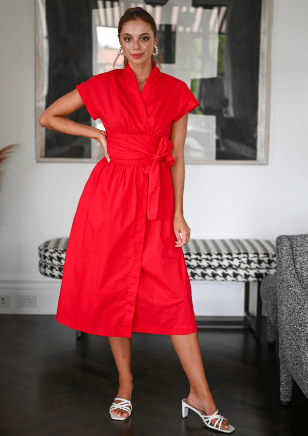 Occassion wrap dress in red - Wyatt Wylde 