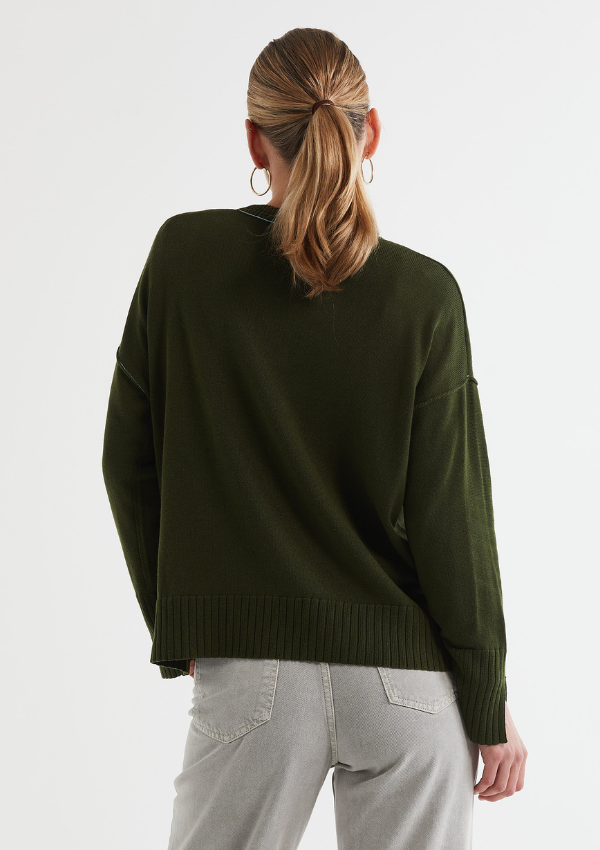 Boxy cotton knit in block colour - LD & Co.
