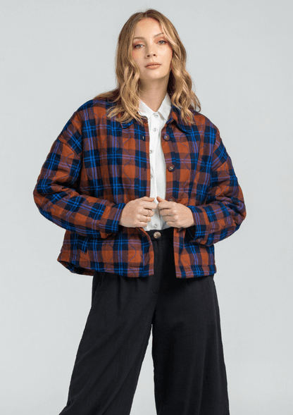 Padded short jacket in check - Boom Shankar