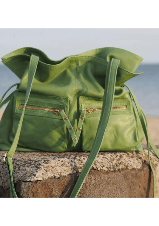 Green leather handbag - Cadelle Leather