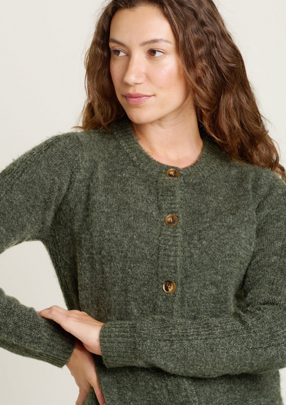 Green button through cardi for women - Brakeburn 