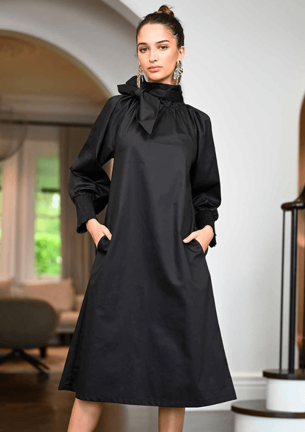 A-Line Black dress for winter - Wyatt Wylde