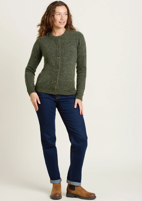 Green button through cardi for women - Brakeburn 