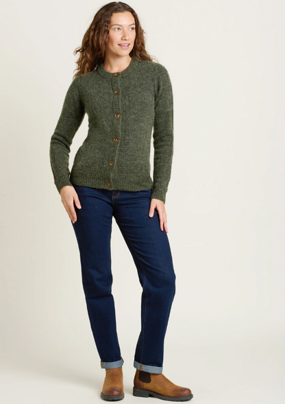 Green button through cardi for women - Brakeburn 