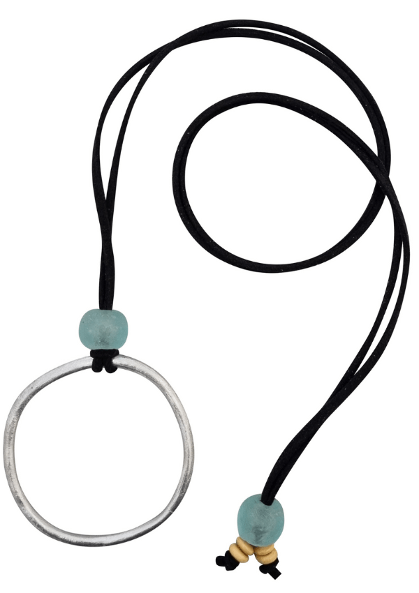 LOVEbomb Suede Circle & Recycled Glass Pendant