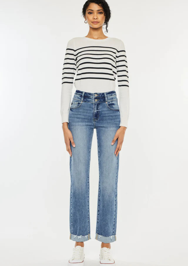 Kianna High Rise Slim Straight Leg Jeans