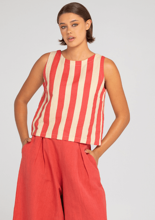 Stripe linen tank - Boom Shankar