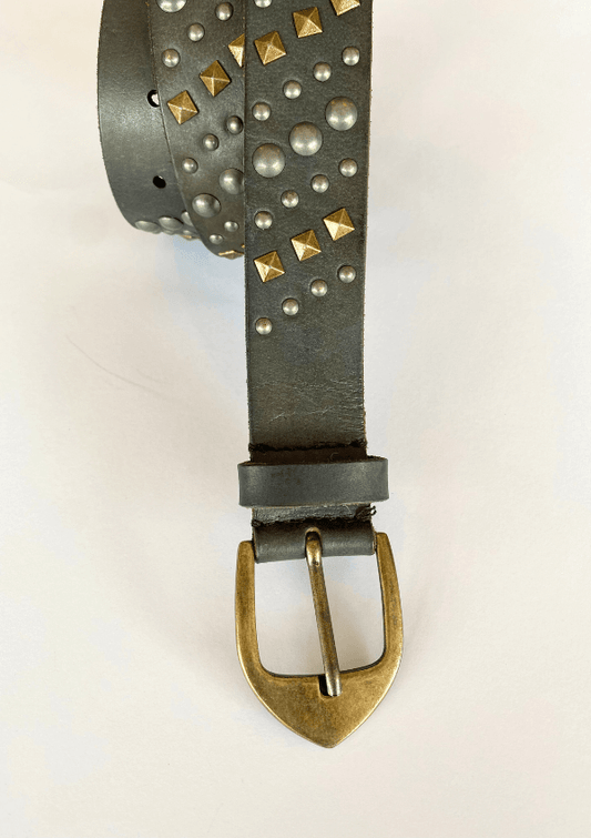 Studded belt with brass buckle - Art n Vintage
