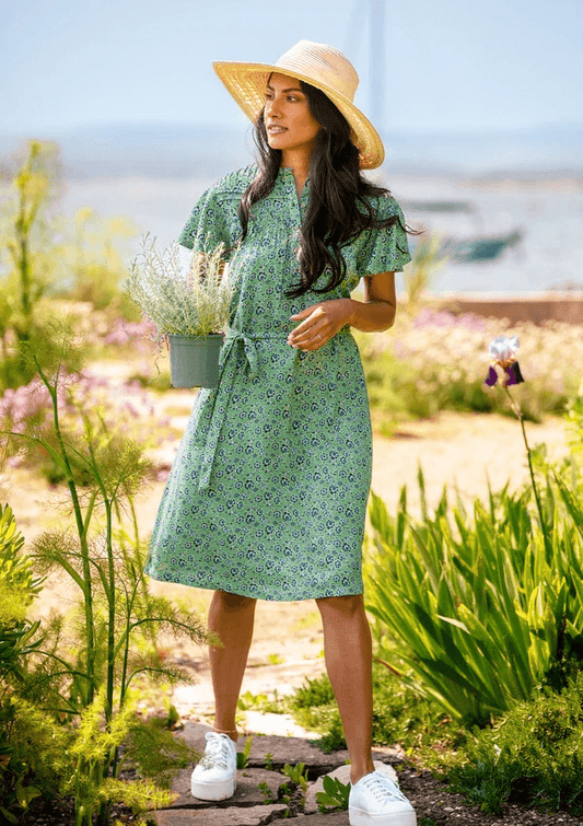 Green print dress - Elsie Dress - Brakeburn