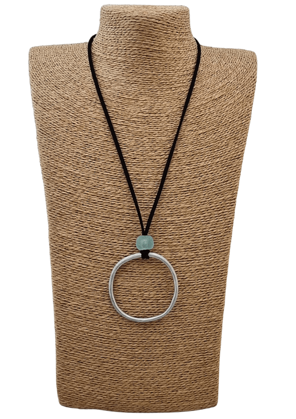 LOVEbomb Suede Circle & Recycled Glass Pendant