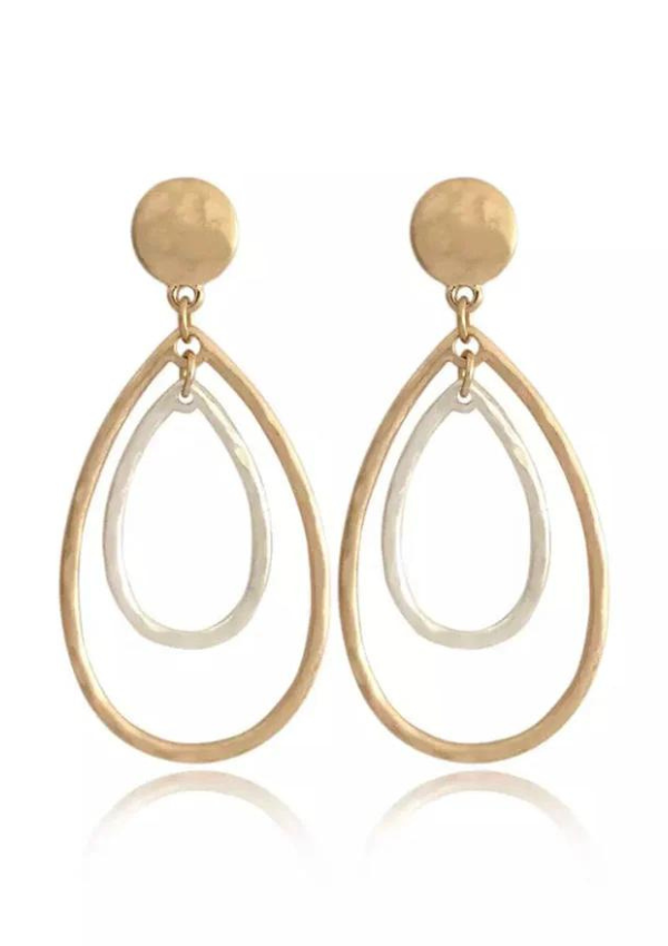 Maria Two-Toned Teardrop Earrings