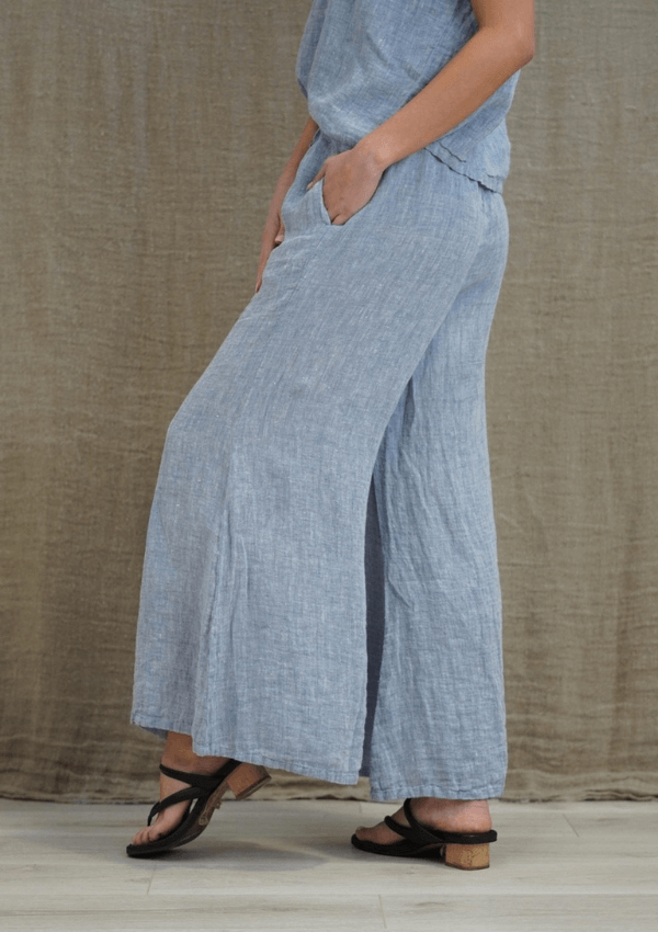 Linen wide leg stonewashed pant - Rustic Linen 