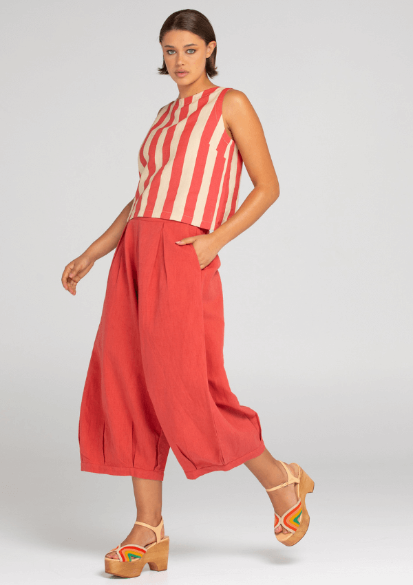 Stripe linen tank - Boom Shankar