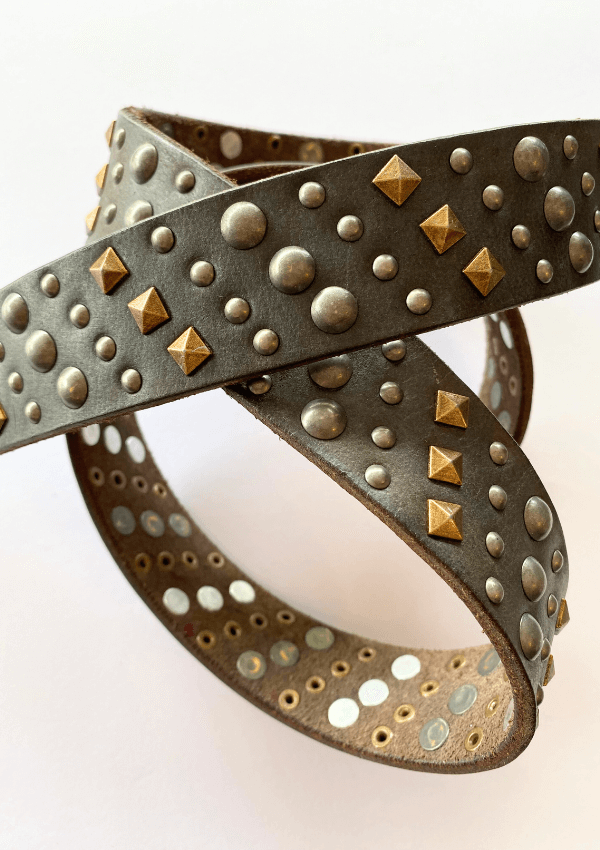Stud pattern belt in charcoal - Art n Vintage