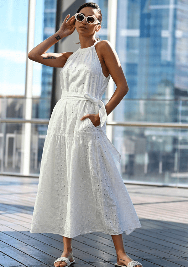 White Cotton Lace Summer Dress - Wyatt Wylde