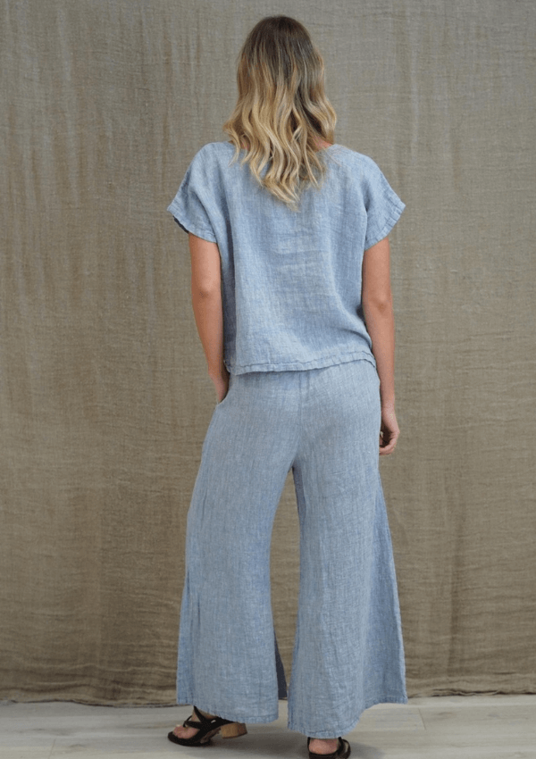 Linen wide leg stonewashed pant - Rustic Linen 