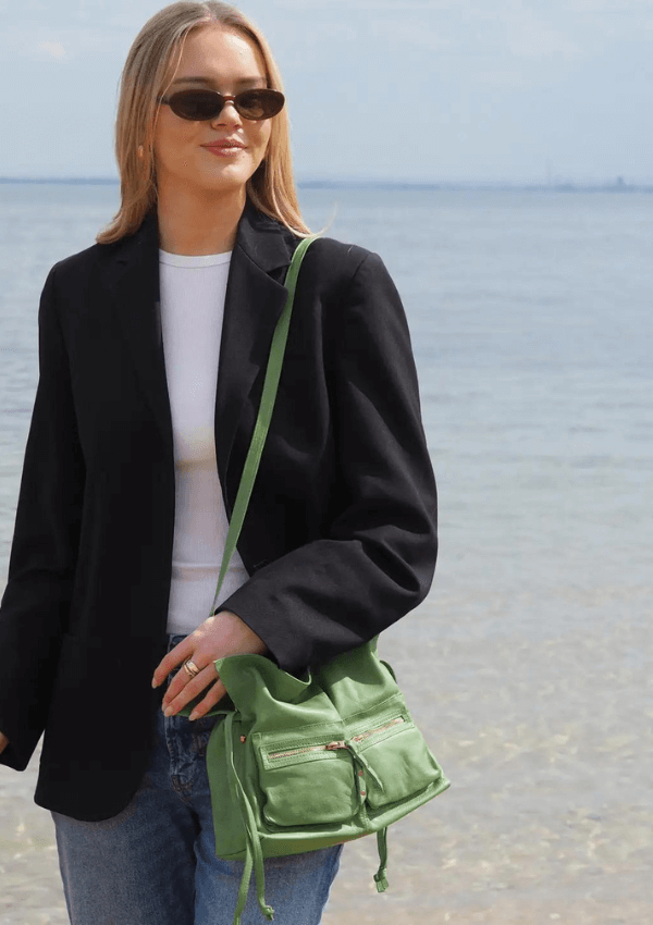 Green leather handbag - Cadelle Leather