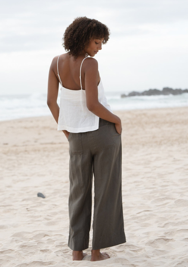 Ivy Khaki Linen Pant