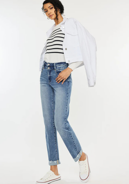 Kianna High Rise Slim Straight Leg Jeans