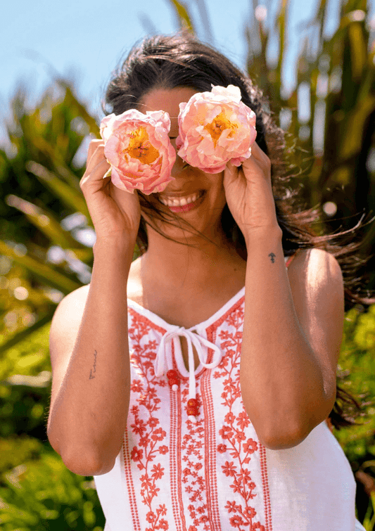 Embroidered camisole - Trailing Floral Embroidered Camisole - Brakeburn - Merimbula - As You Are. Lifestyle 