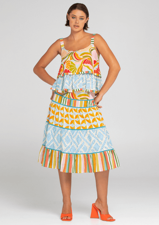 Tiered maxi skirt in colourful print - Mira Skirt - Boom Shankar