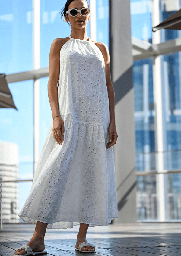 White Cotton Lace Summer Dress - Wyatt Wylde