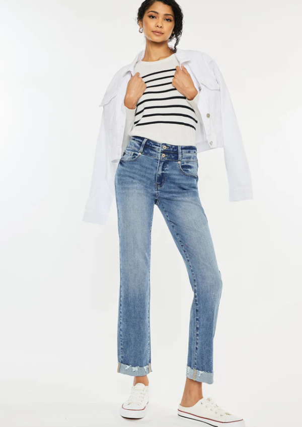 Kianna High Rise Slim Straight Leg Jeans