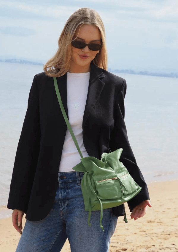 Green leather handbag - Cadelle Leather