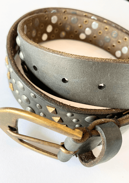Leather belt with metal stud finish - Art n Vintage 
