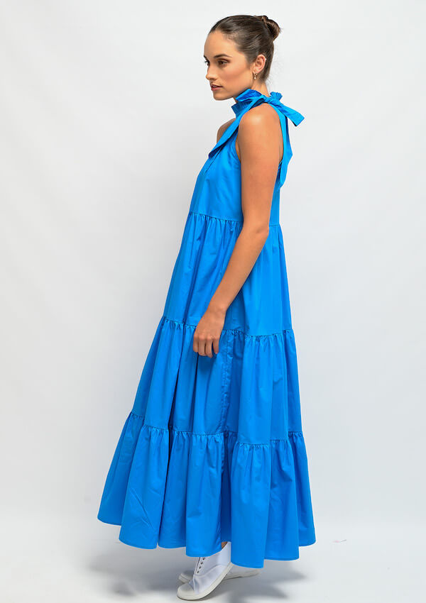 Bow detail maxi dress in bright blue - Wyatt Wylde