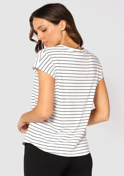 Black and white stripe bamboo top - Bamboo Body 