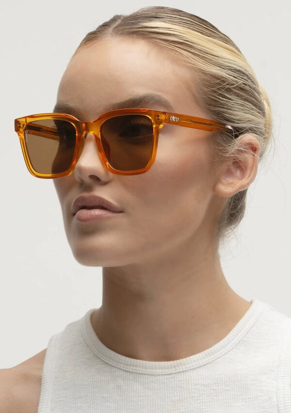 Orange square sunglasses with uv protection - Otra eyewear