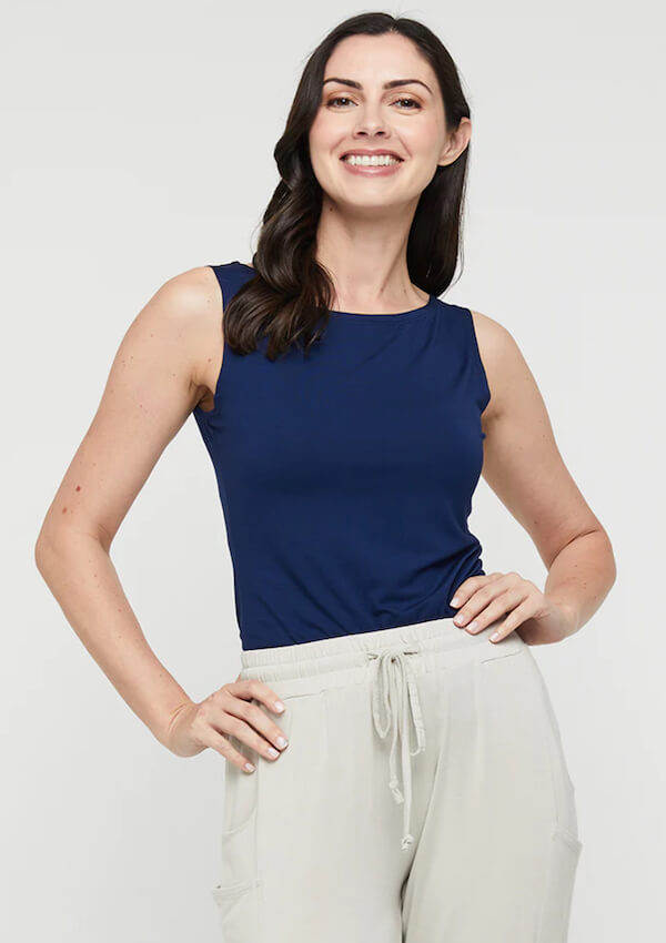 Navy boatneck top - Bamboo Body 