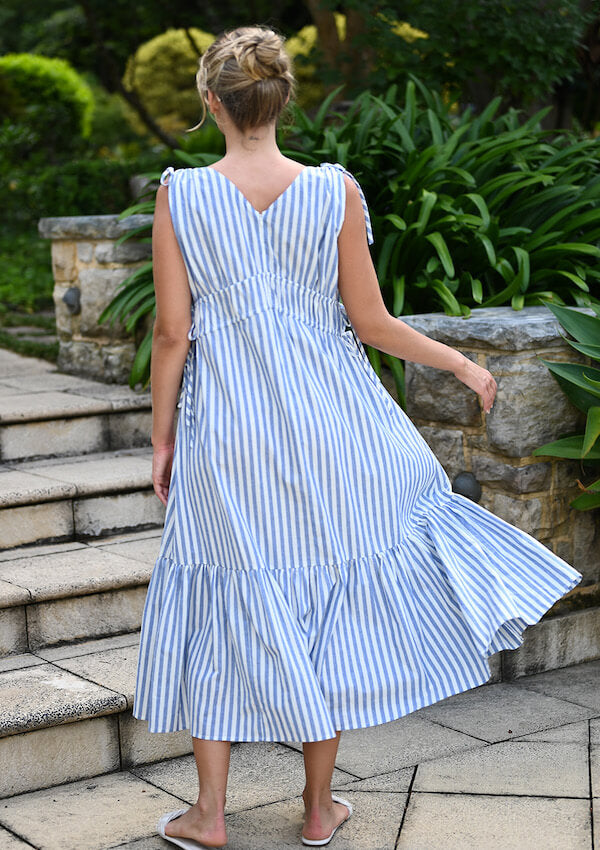 Tiered maxi dress in cotton stripe - Wyatt Wylde