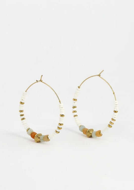 Gold beaded hoop earrings - Zag Bijoux