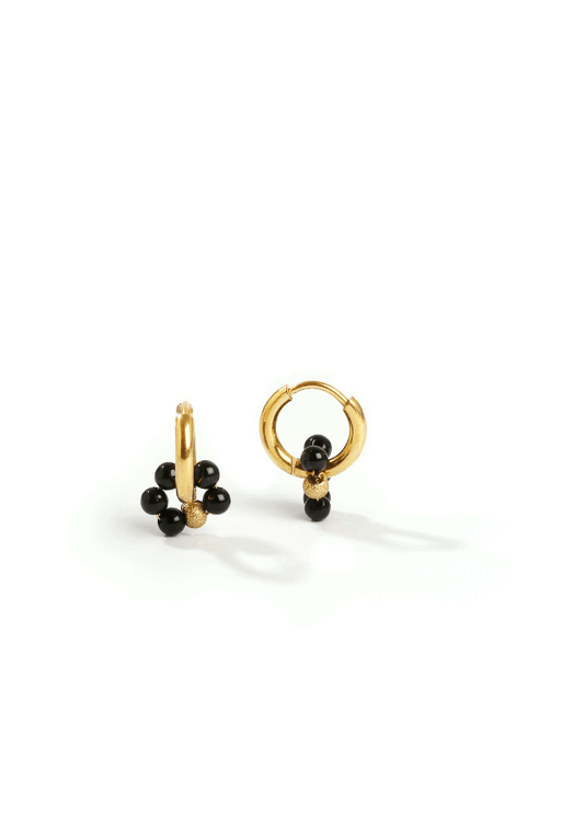 Sleeper earrings with black onyx - Zag Bijoux
